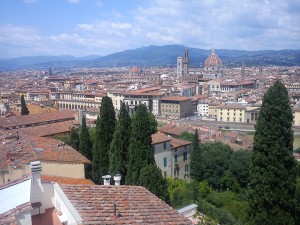 Firenze dal belvedere di Villa Bardini. Sopra: Antonio e Xavier Bueno, Doppio autoritratto, 1944